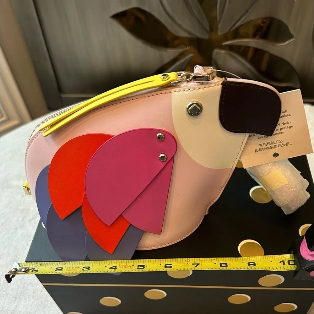 Kate Spade Pink and Purple Parrot Crossbody Bag Flock Party